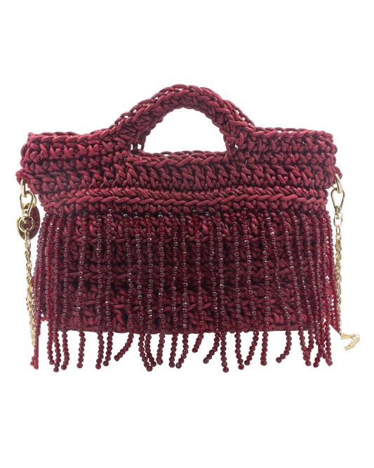 Camellia Bag by Palette by Rishma in ruby red — back view showing construction detail