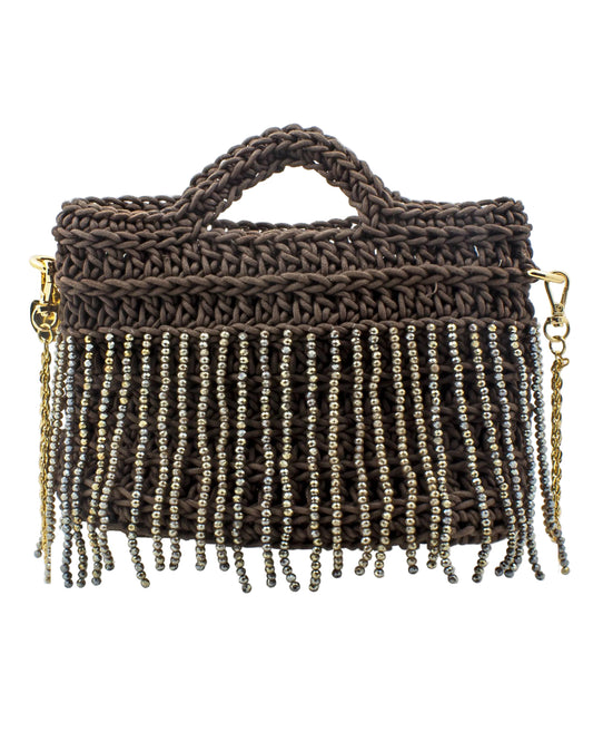 Truffle Rose Bag by Palette by Rishma in deep cocoa brown — back view showing construction detail