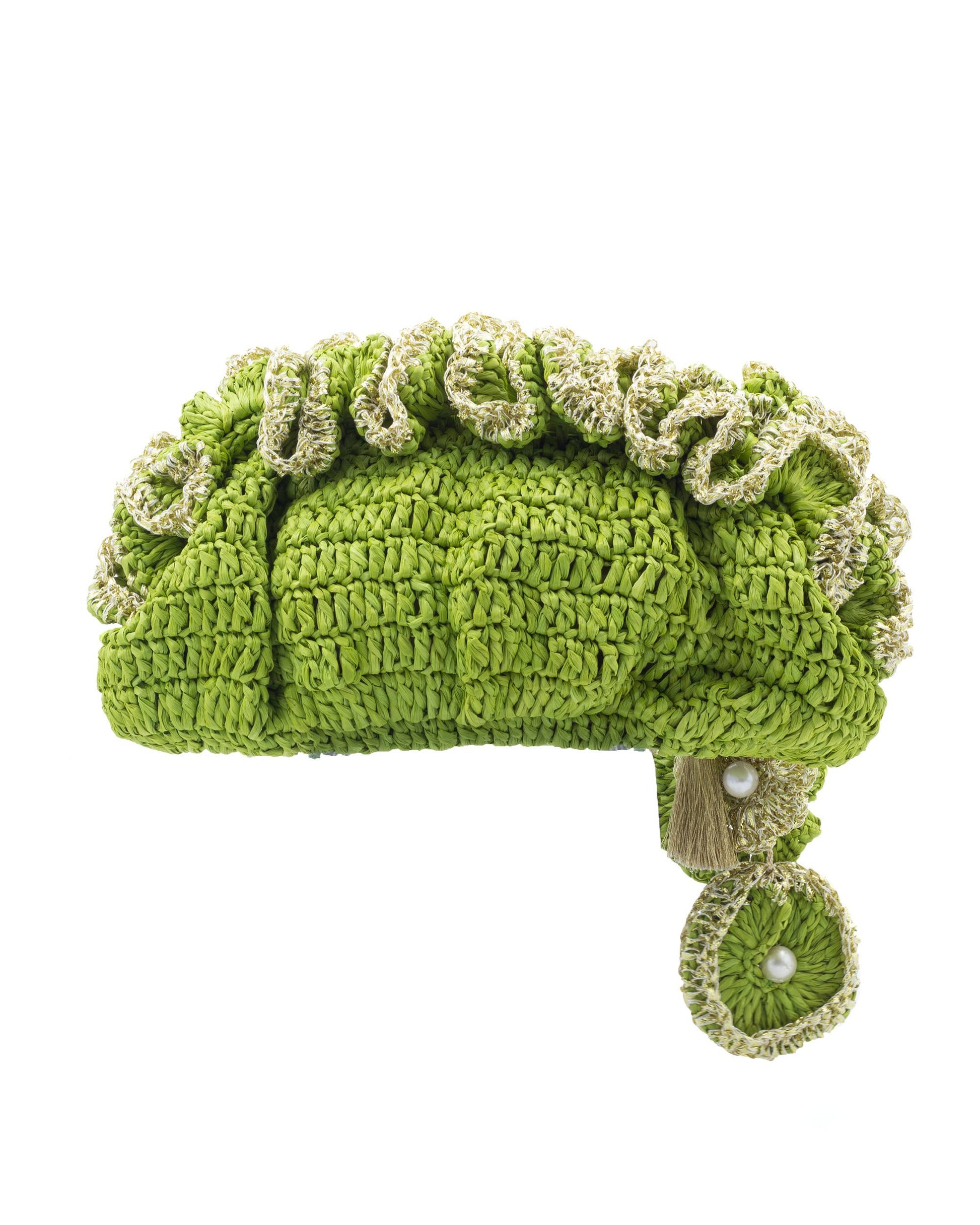 Green Pouf Bag by Palette by Rishma in fresh green — back view showing construction detail