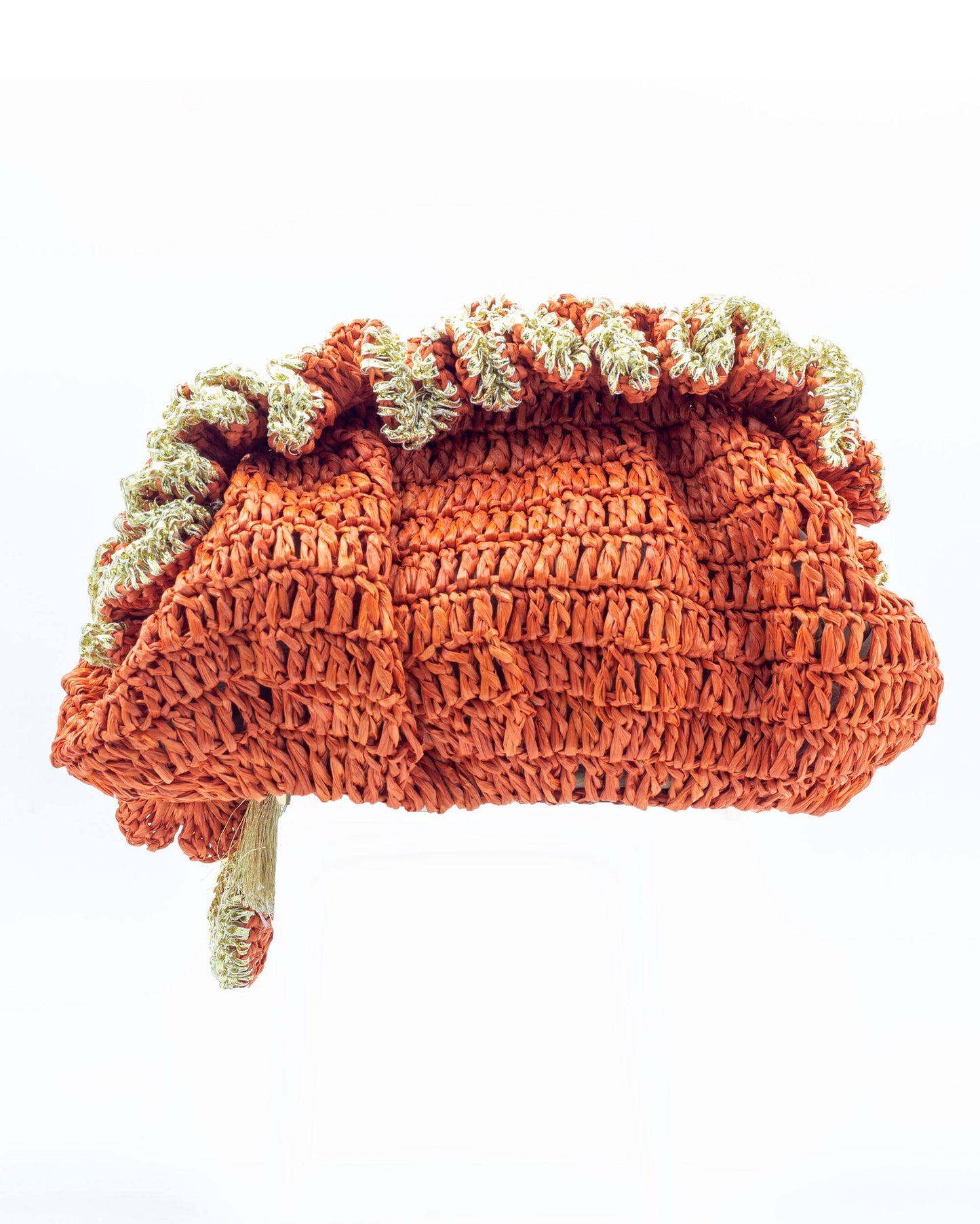 Orange Pouf Bag by Palette by Rishma in warm orange — back view showing construction detail