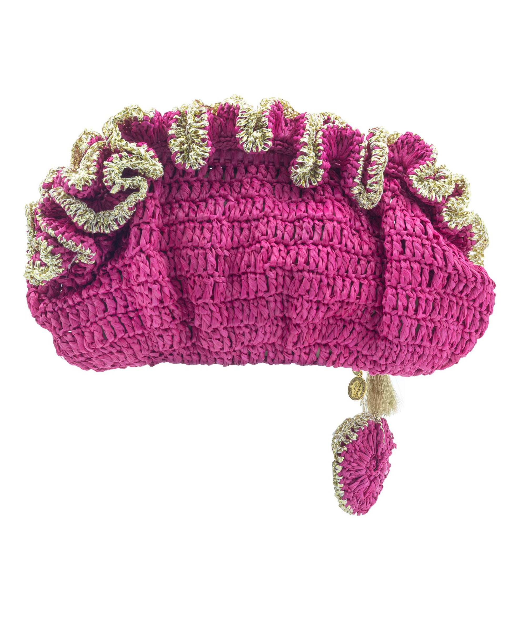Pink Pouf Bag by Palette by Rishma in vibrant pink — back view showing construction detail