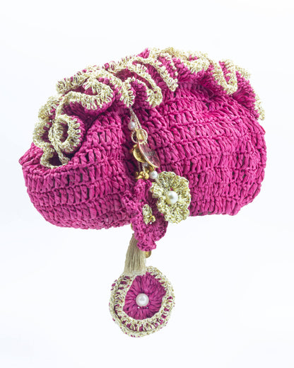 Pink Pouf Bag by Palette by Rishma in vibrant pink — side profile