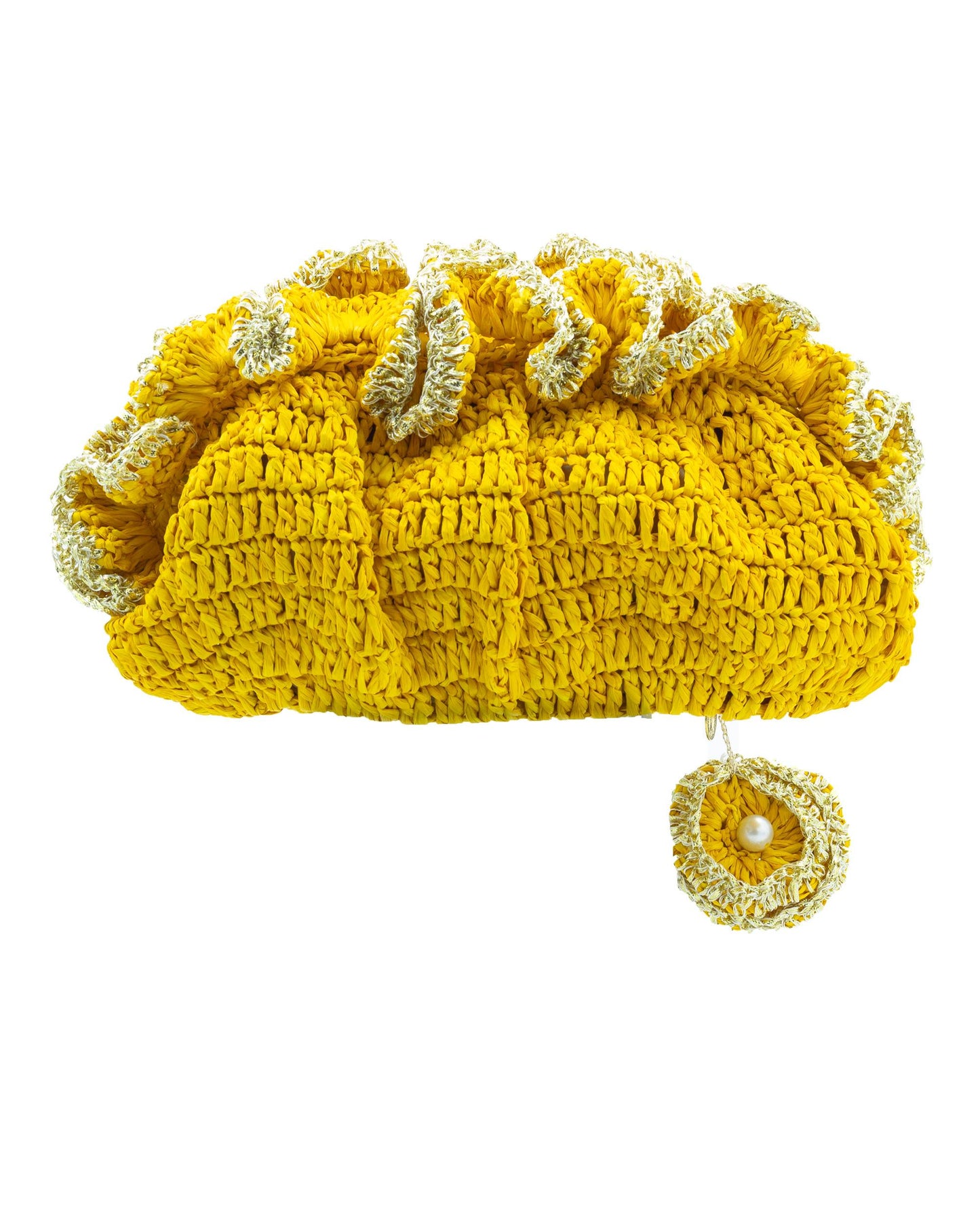 Yellow Pouf Bag by Palette by Rishma in radiant yellow — back view showing construction detail