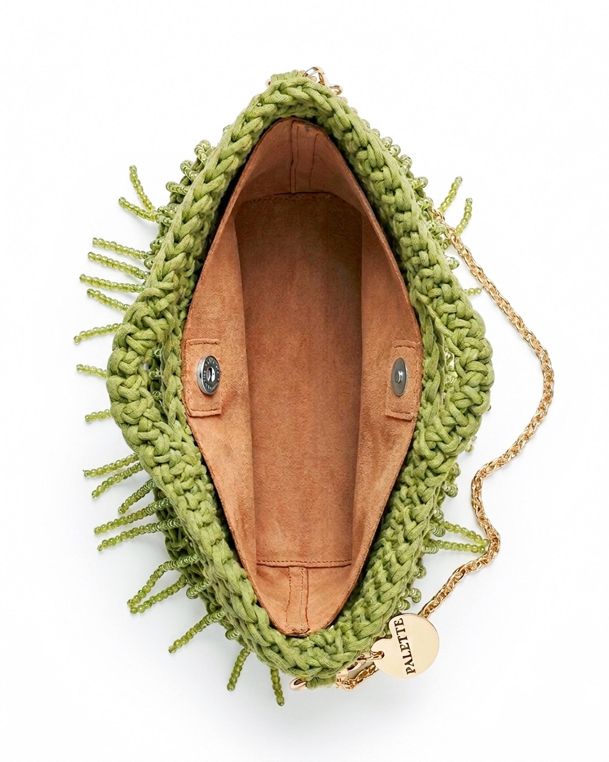 Felt interior lining of Palette by Rishma Olive Grove Bag