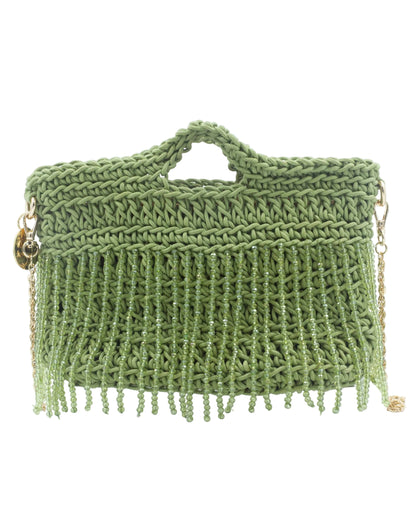 Olive Grove Bag by Palette by Rishma in moss green — back view showing construction detail