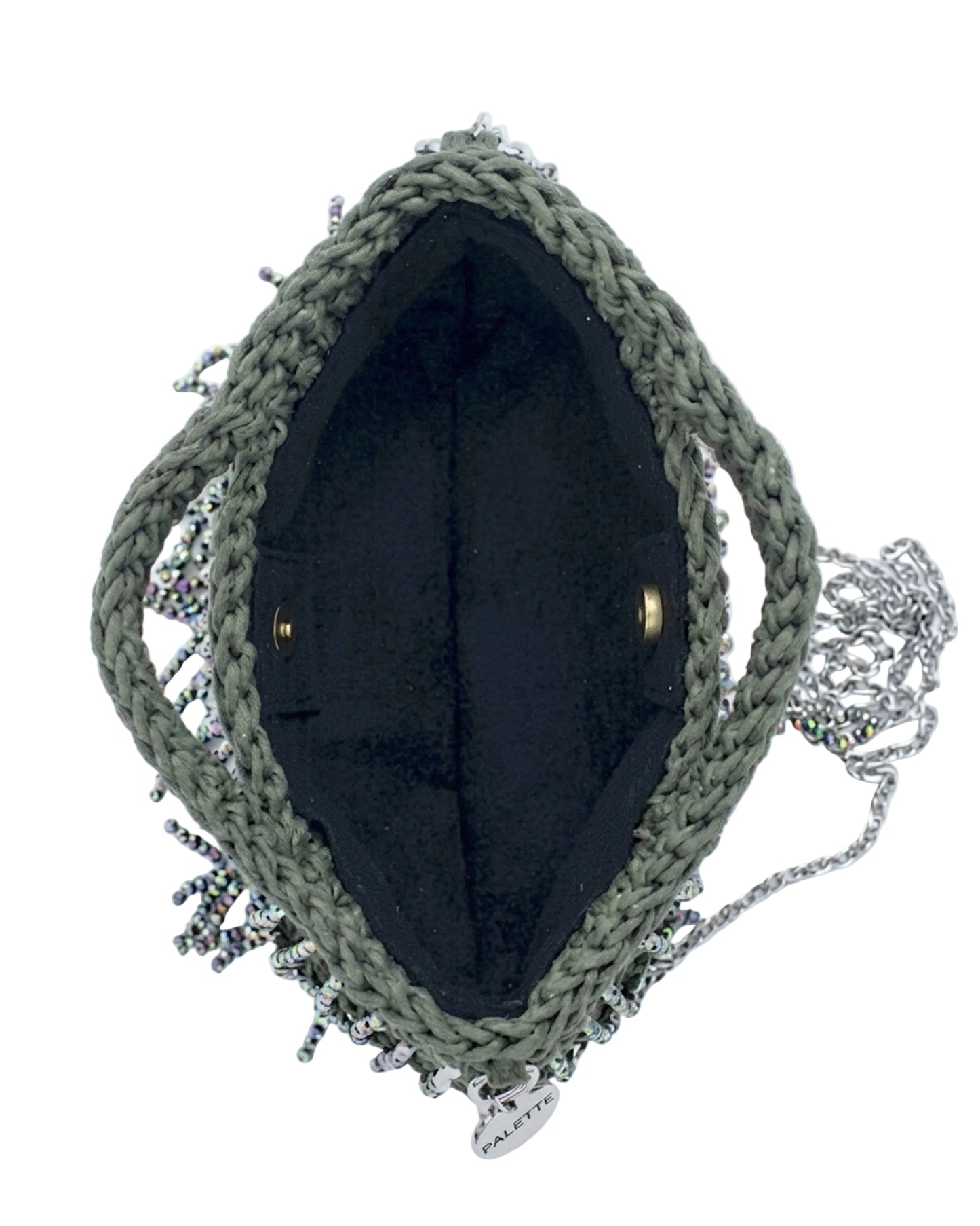 Felt interior lining of Palette by Rishma Silver Sage Bag