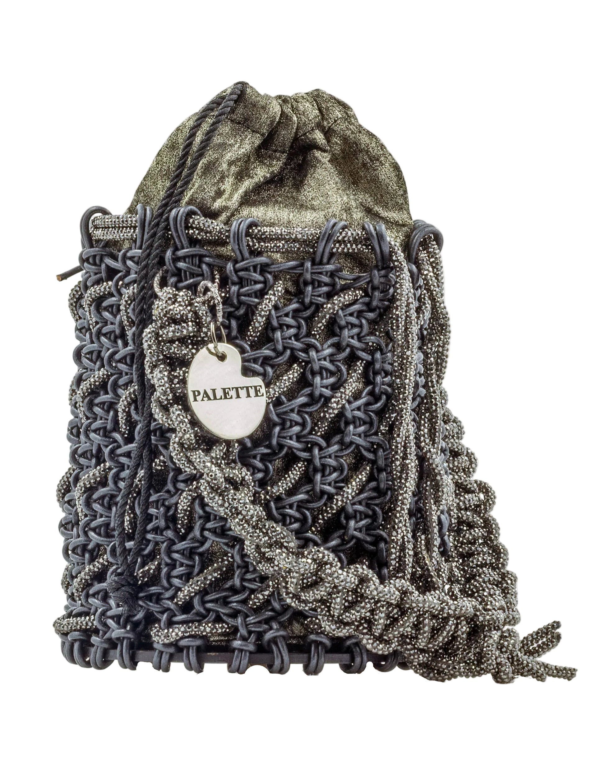 Onyx Bucket Bag by Palette by Rishma in jet black — side profile