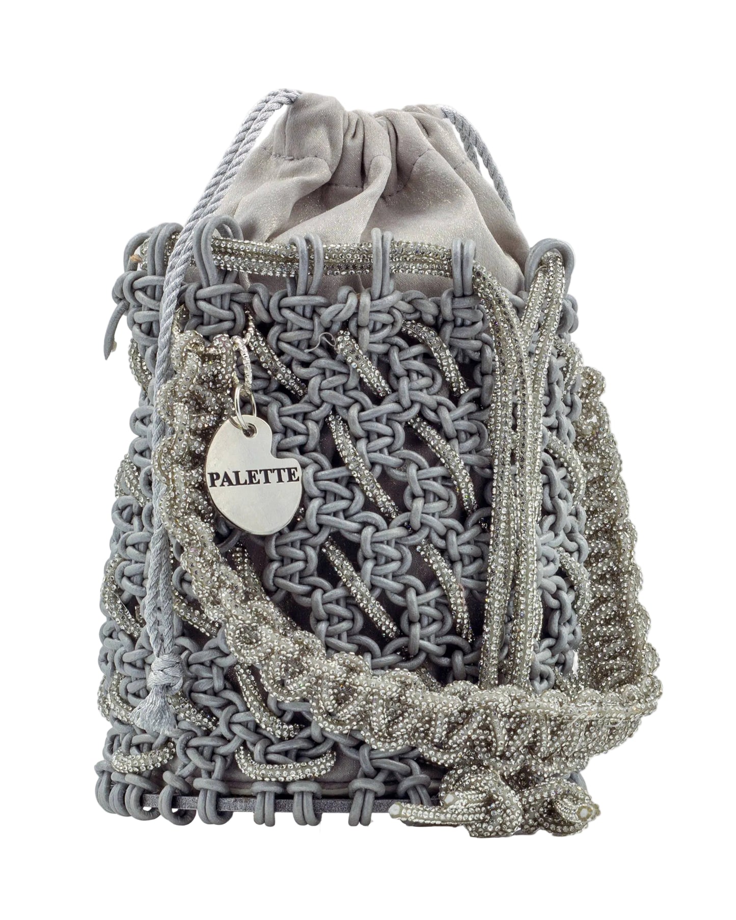Sterling Bucket Bag by Palette by Rishma in silver grey — side profile