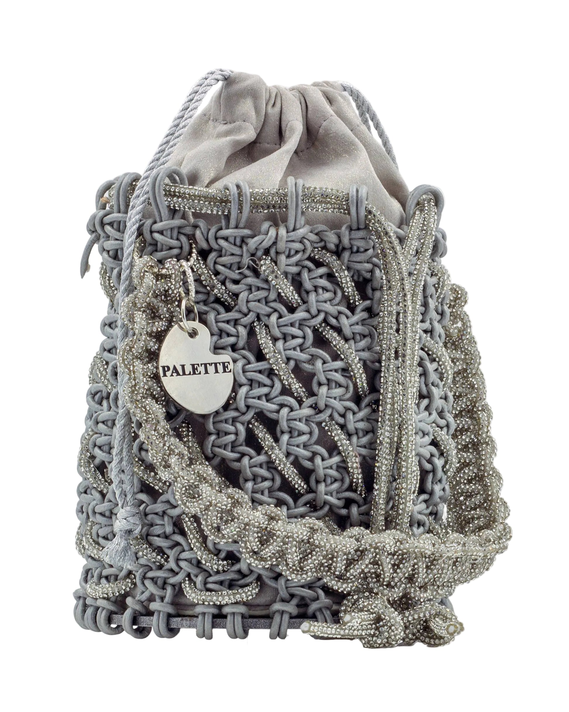 Sterling Bucket Bag by Palette by Rishma in silver grey — side profile
