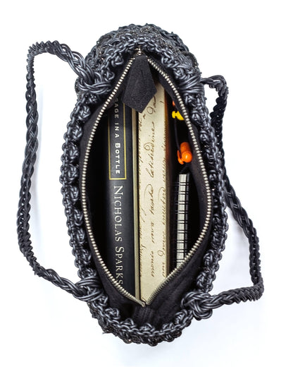 Interior of Palette by Rishma Onyx Tote Bag — felt lining with zip closure