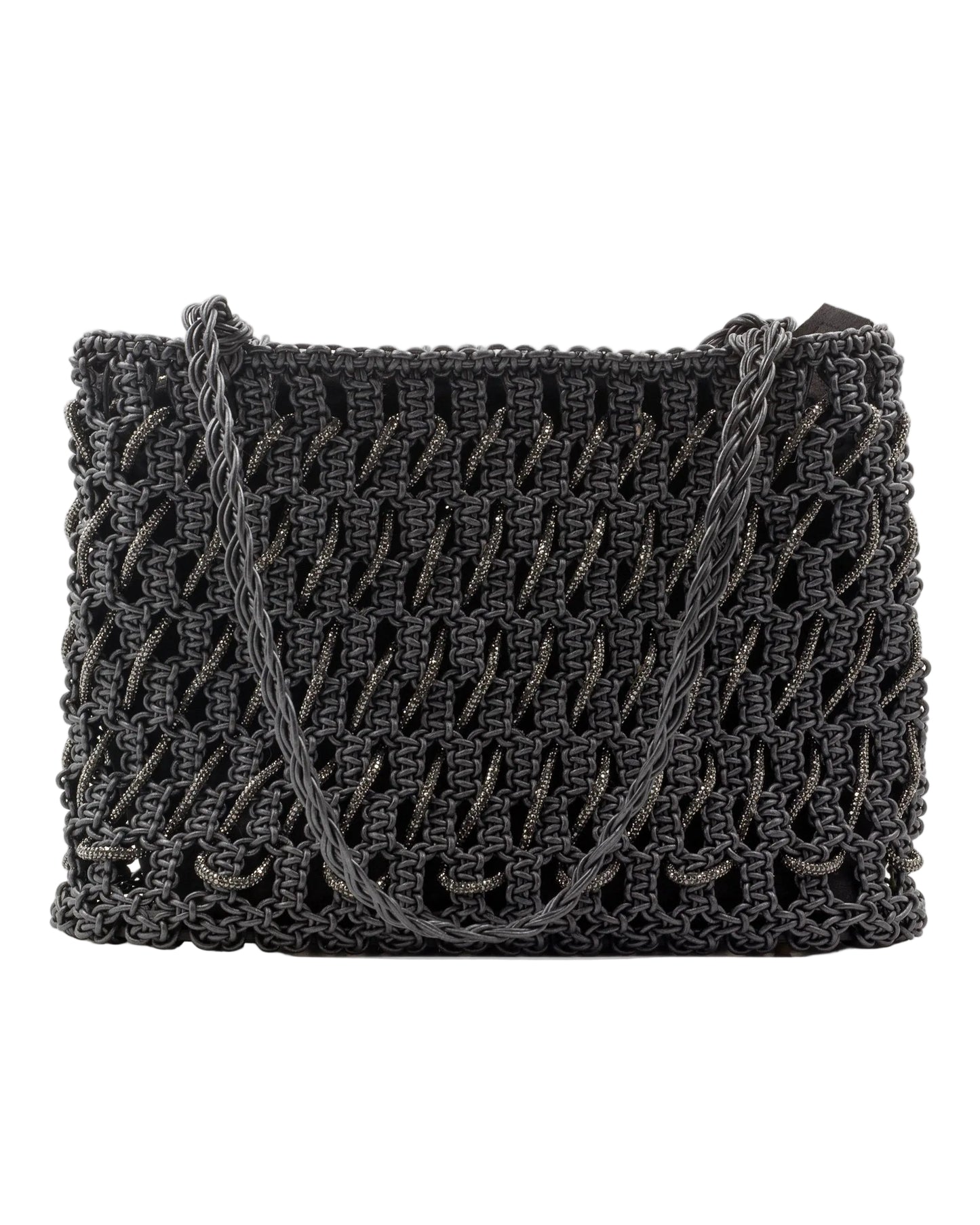 Onyx Tote Bag by Palette by Rishma in jet black — back view showing construction detail