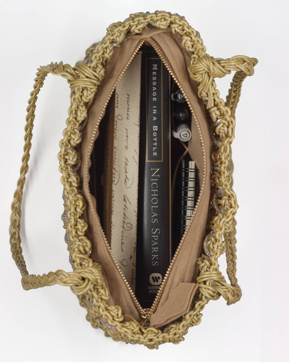 Interior of Palette by Rishma Oro Tote Bag — felt lining with zip closure