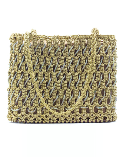 Oro Tote Bag by Palette by Rishma in gold — back view showing construction detail
