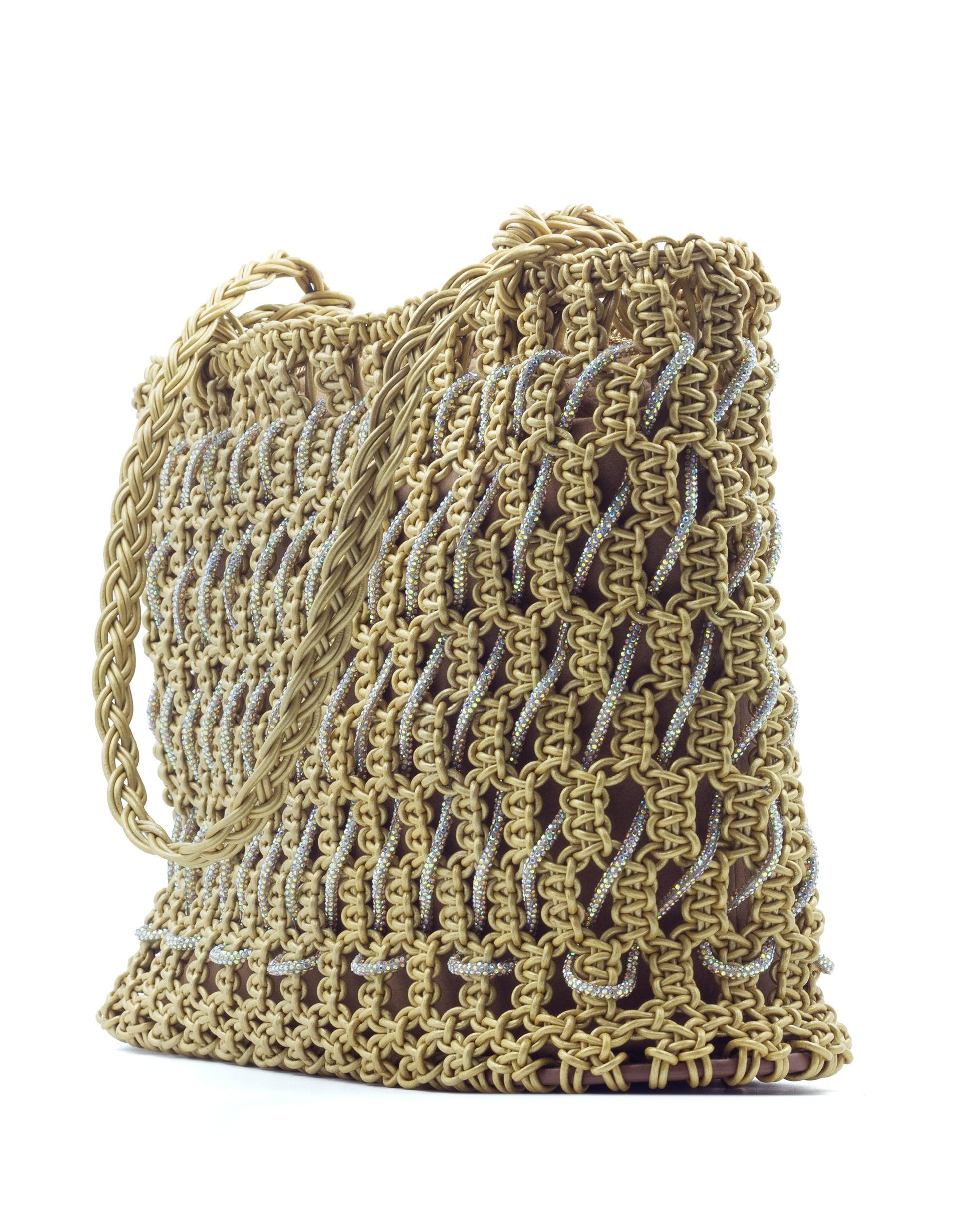 Oro Tote Bag by Palette by Rishma in gold — side profile