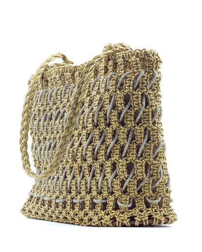 Oro Tote Bag by Palette by Rishma in gold — side profile