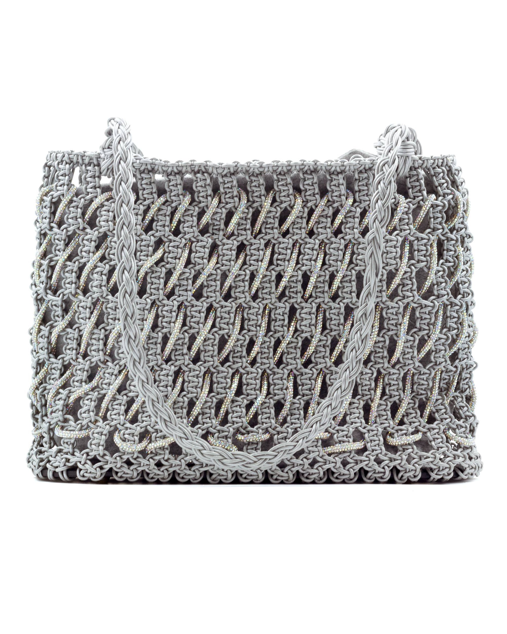Sterling Tote Bag by Palette by Rishma in silver grey — back view showing construction detail