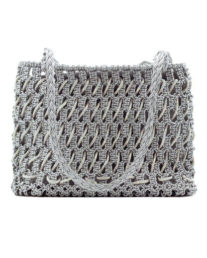 Sterling Tote Bag by Palette by Rishma in silver grey — back view showing construction detail