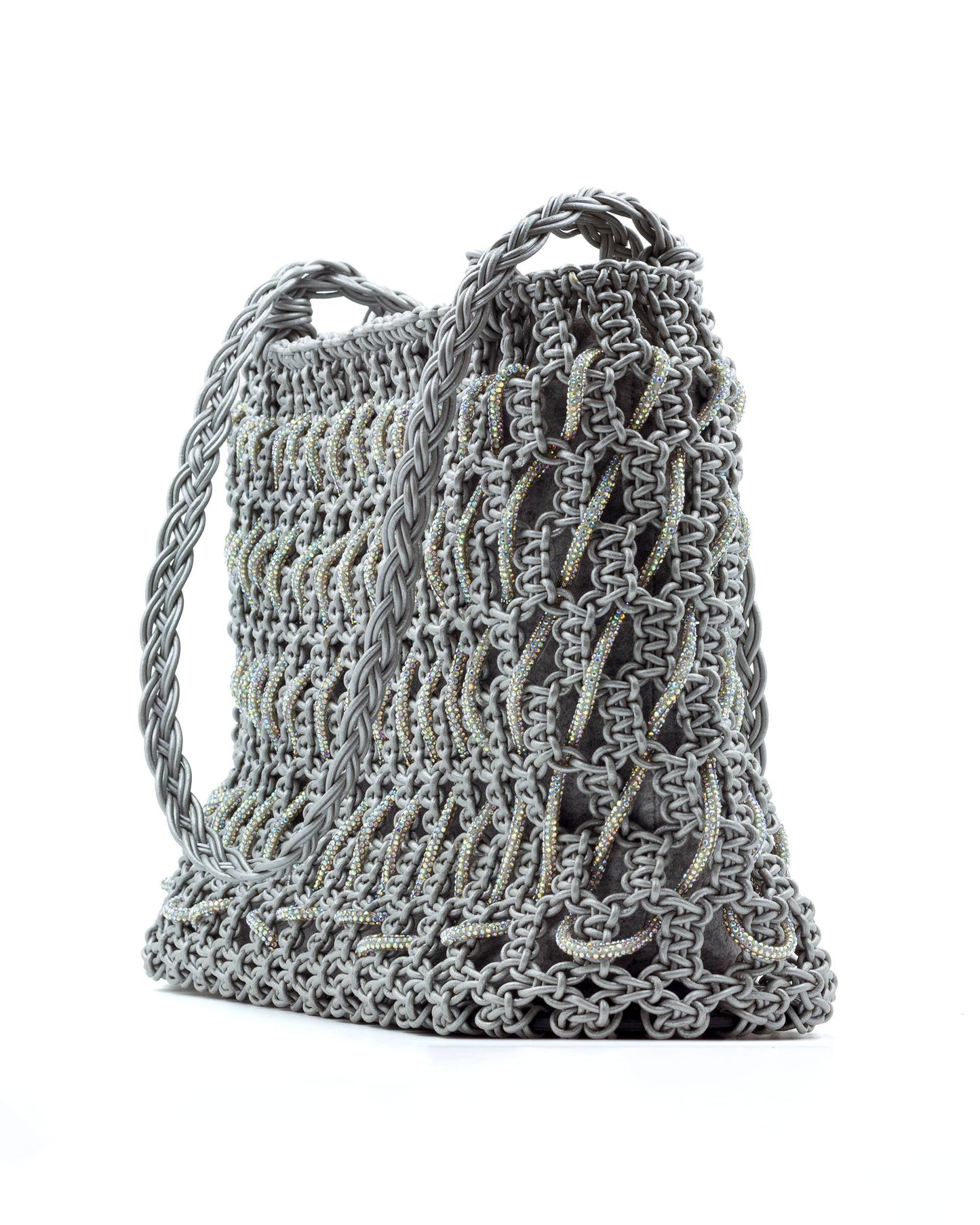 Sterling Tote Bag by Palette by Rishma in silver grey — side profile