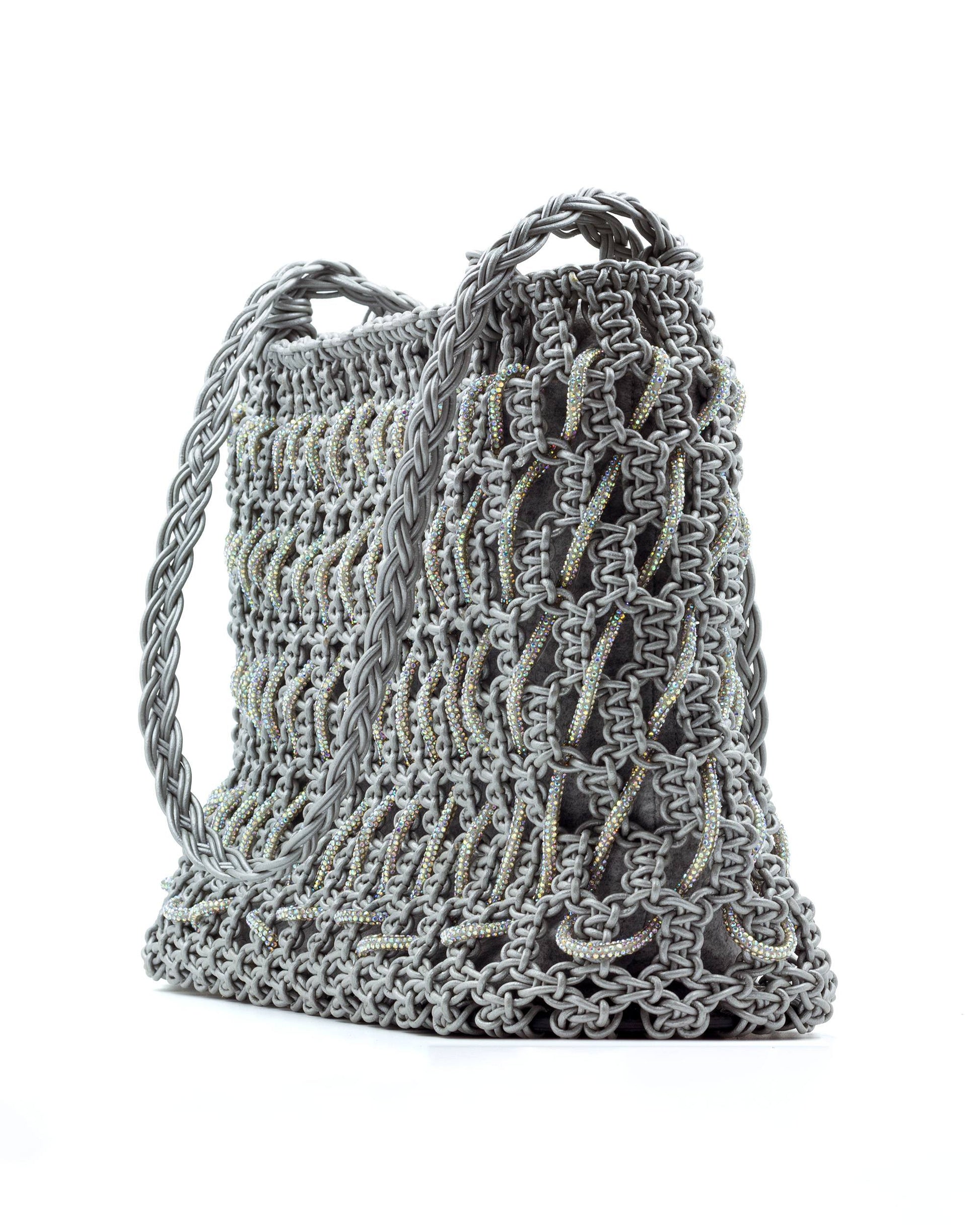 Sterling Tote Bag by Palette by Rishma in silver grey — side profile