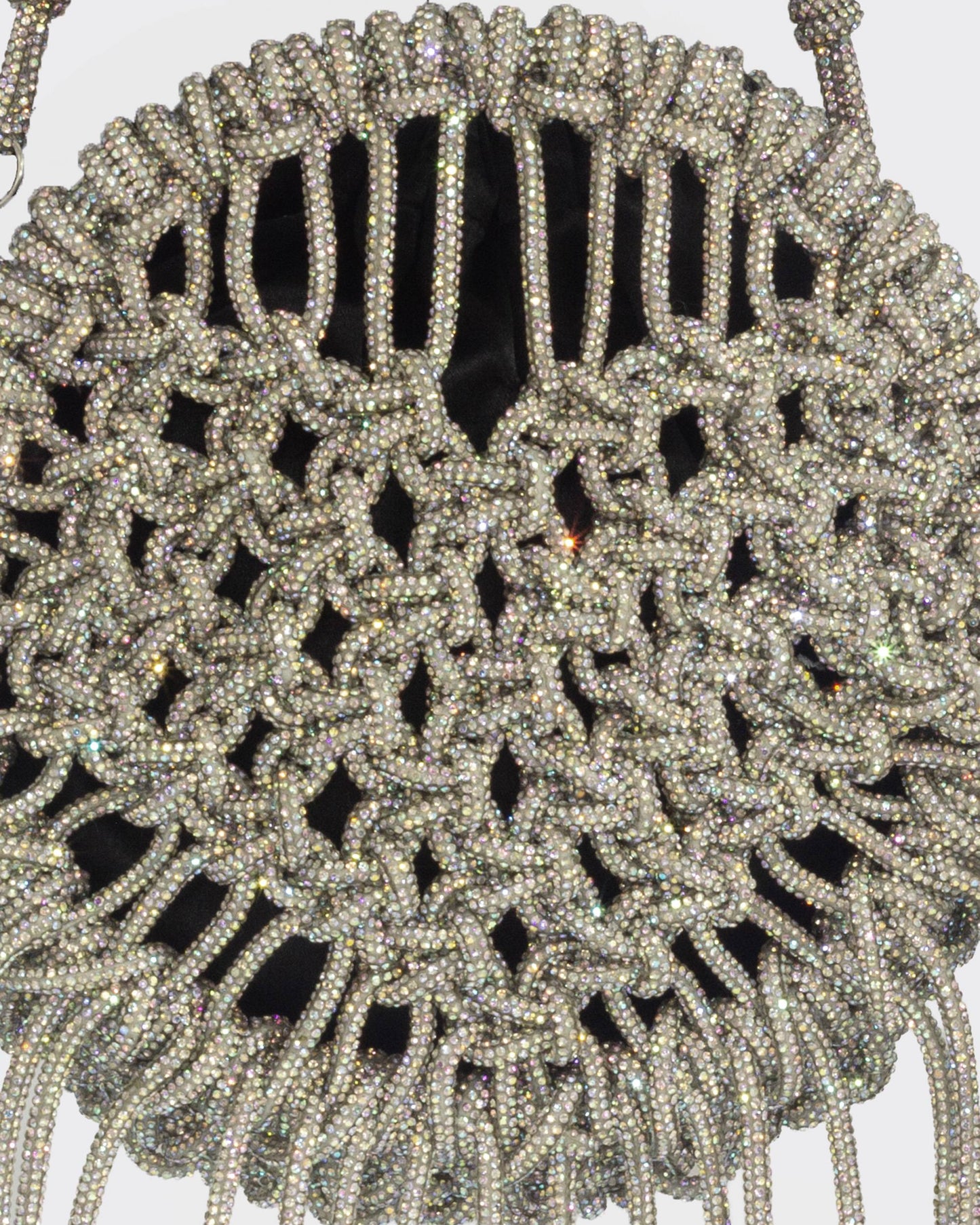 Palette by Rishma Lumina Amore Stardust Handcrafted Rhinestone Macramé Fringe Bag — Detail