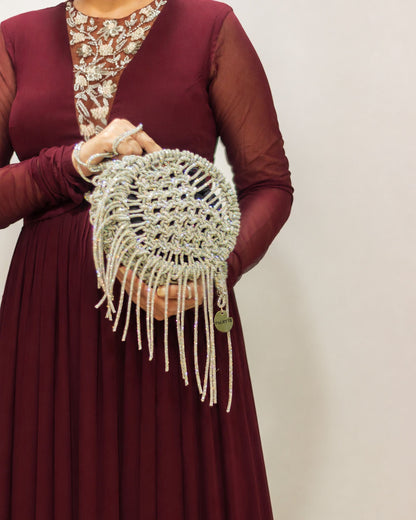 Palette by Rishma Lumina Amore Stardust Handcrafted Rhinestone Macramé Fringe Bag — Rear View