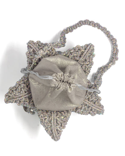 Palette by Rishma Lumina Bloom Stardust Handcrafted Rhinestone Macramé Flower Bag — Scale View
