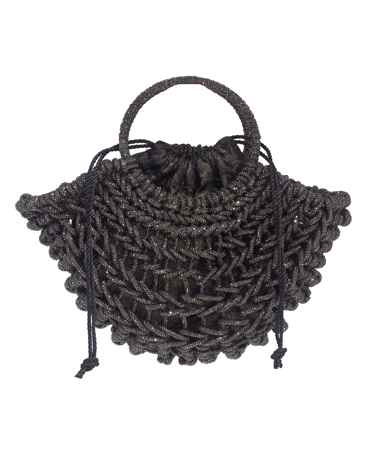 Palette by Rishma Lumina Luna Noir Handcrafted Rhinestone Macramé Bag — Rear View