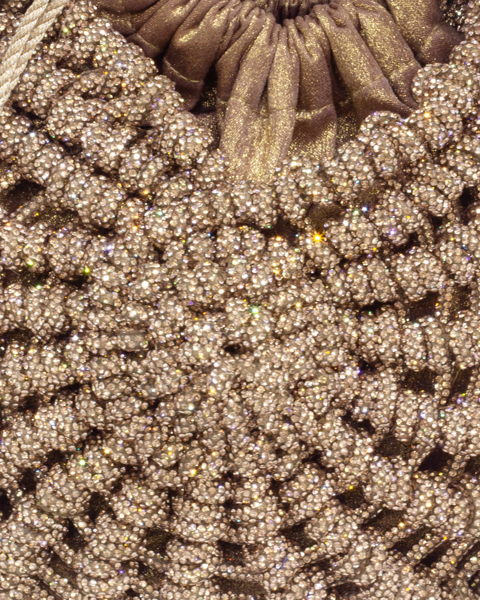 Palette by Rishma Lumina Nerina Caramel Handcrafted Rhinestone Macramé Bag — Detail