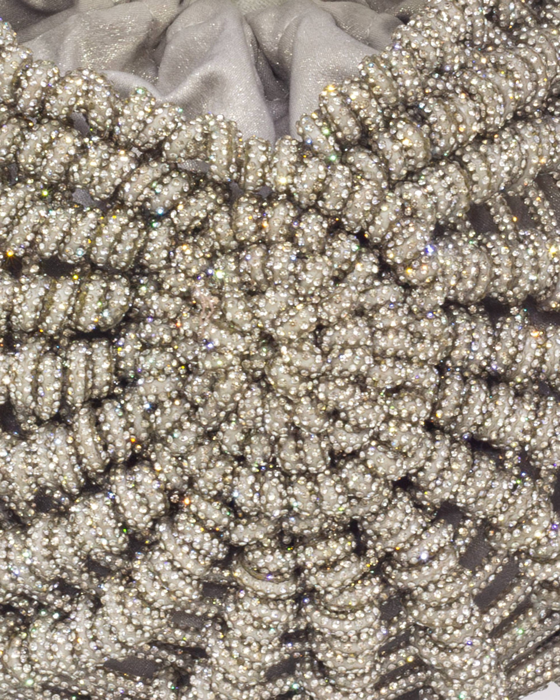 Palette by Rishma Lumina Nerina Silver Handcrafted Rhinestone Macramé Bag — Detail