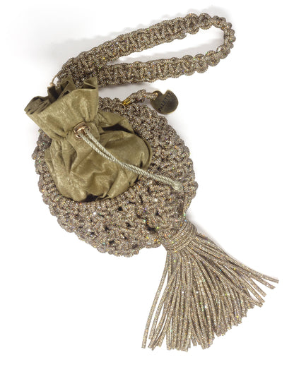 Palette by Rishma Lumina Nido Gold Handcrafted Rhinestone Macramé Potli — Detail