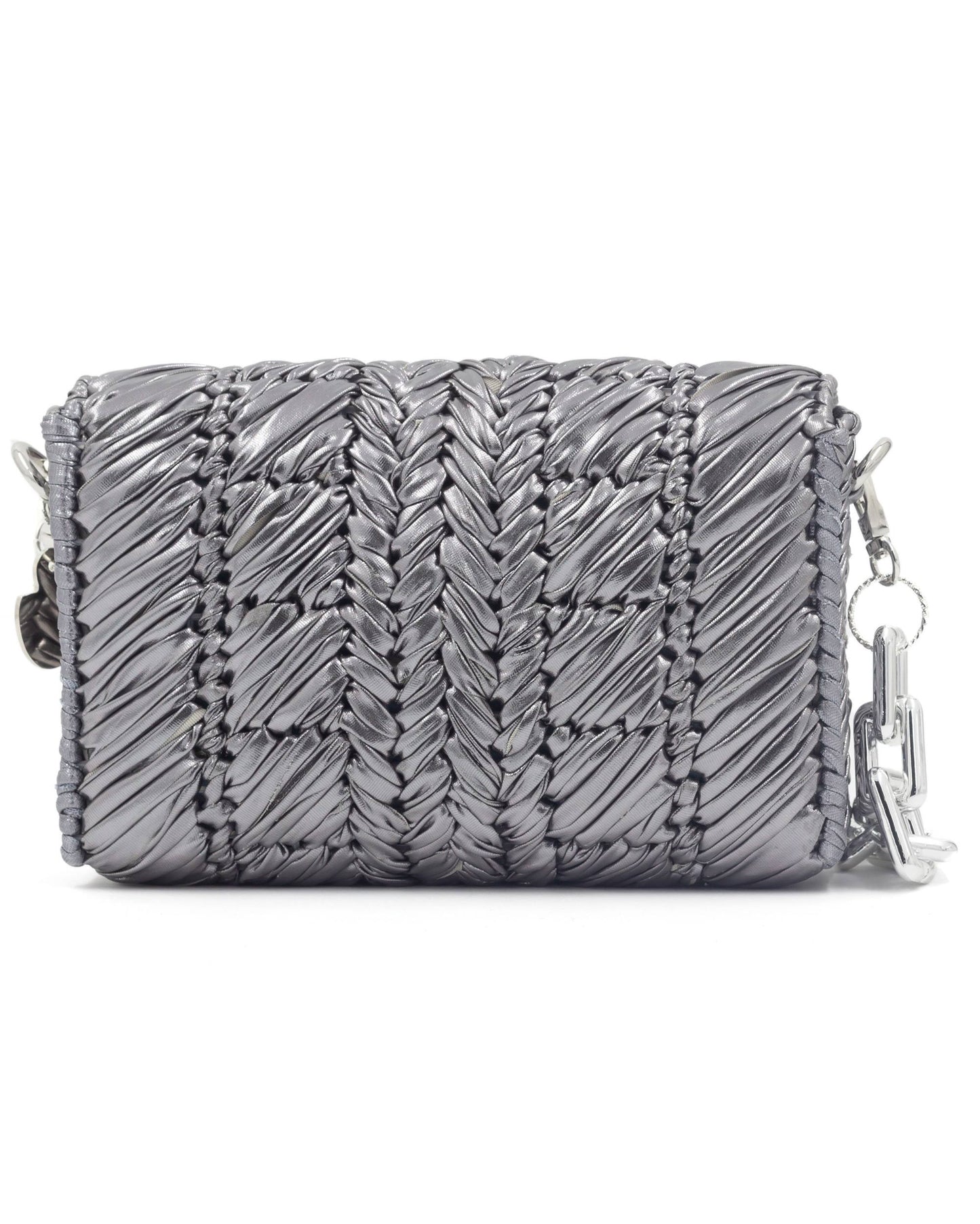 Argent Bag by Palette by Rishma in pewter grey — back view showing construction detail
