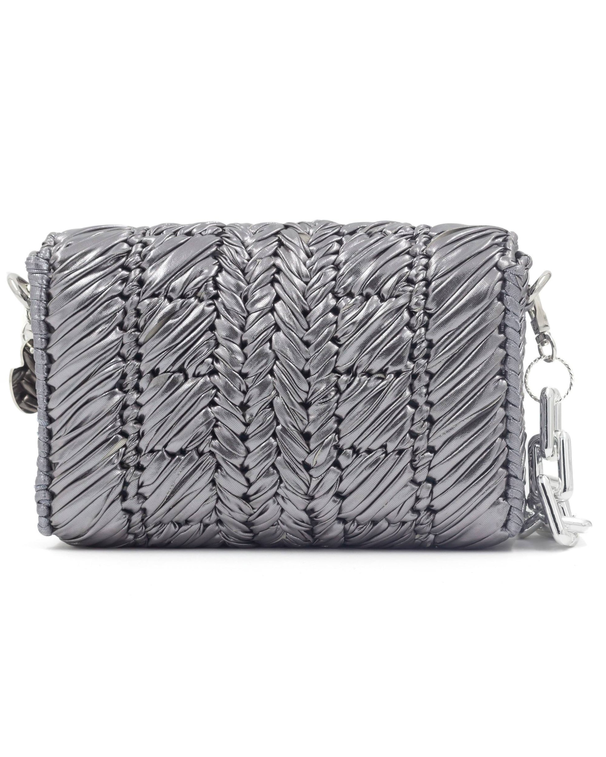 Argent Bag by Palette by Rishma in pewter grey — back view showing construction detail