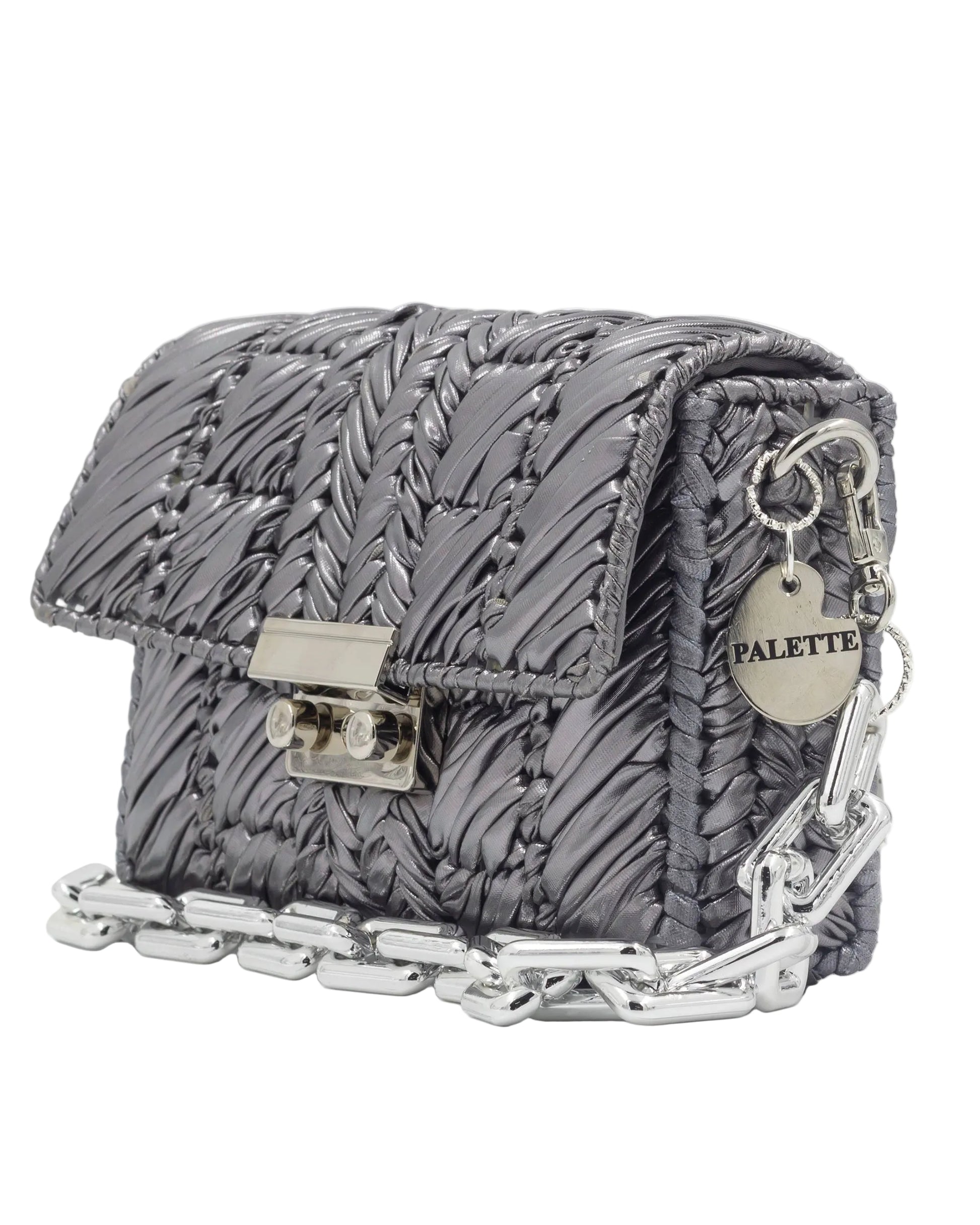 Argent Bag by Palette by Rishma in pewter grey — side profile