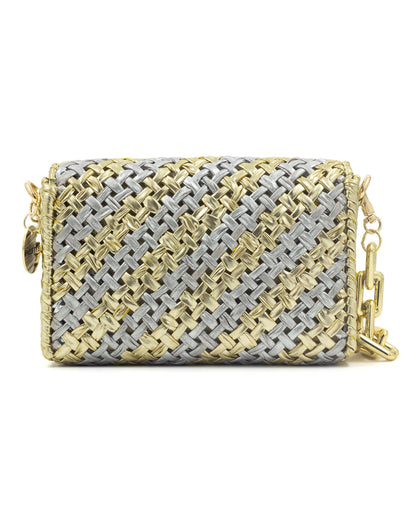 Aurum Bag by Palette by Rishma in gold and silver — back view showing construction detail