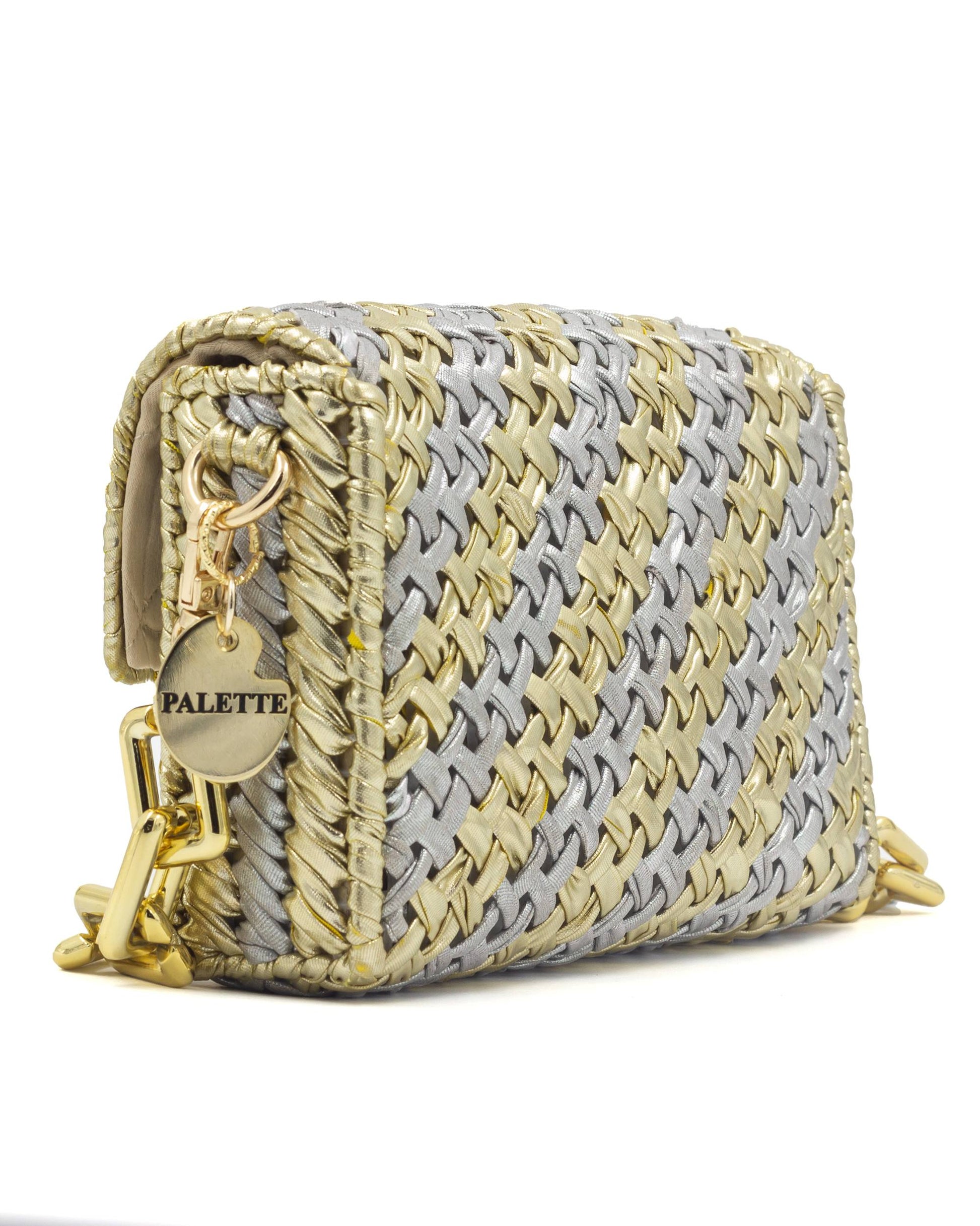 Aurum Bag by Palette by Rishma in gold and silver — side profile