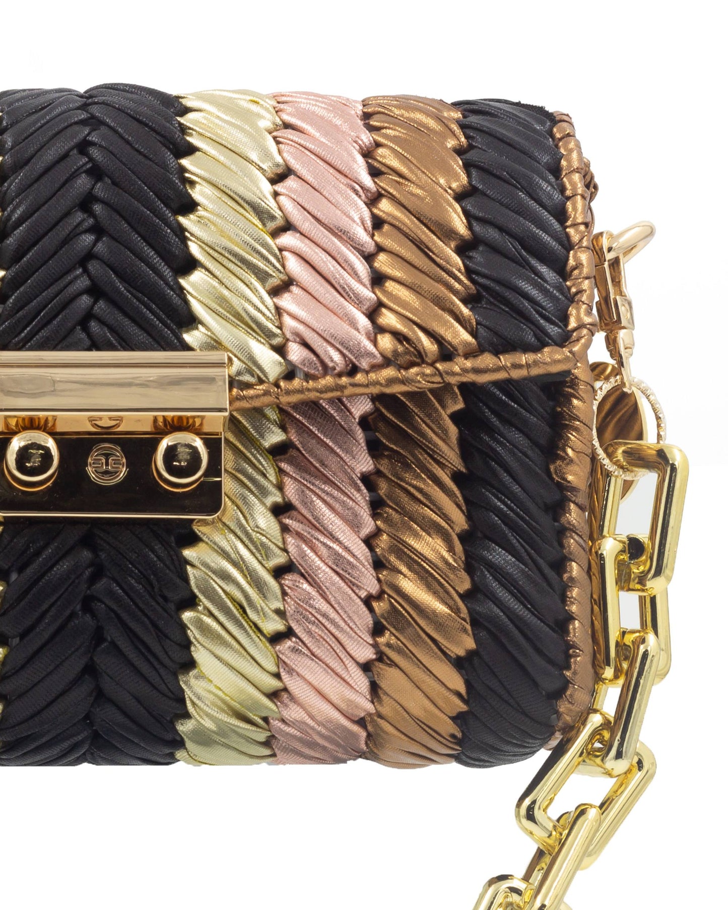 Close-up of woven metallic yarn texture on Palette by Rishma Brulé Bag