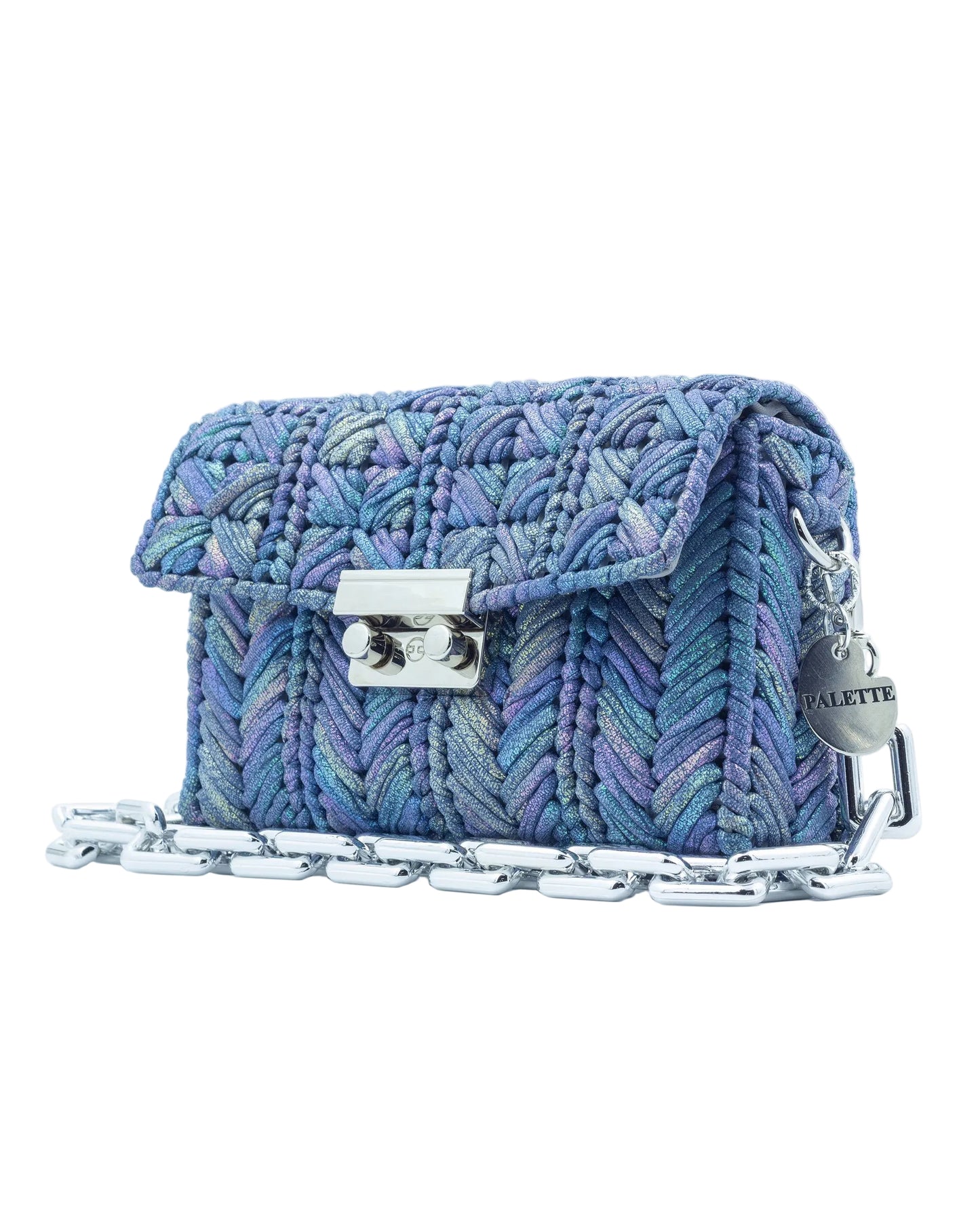 Merine Bag by Palette by Rishma in iridescent blue — side profile