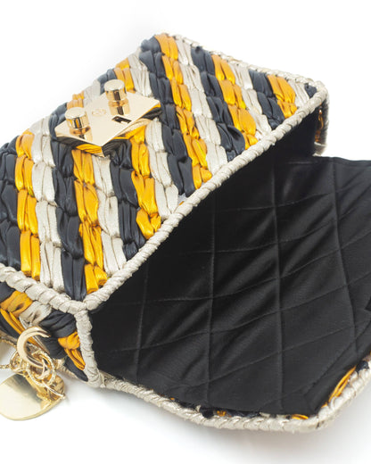 Quilted satin interior lining of Palette by Rishma Panthera Bag