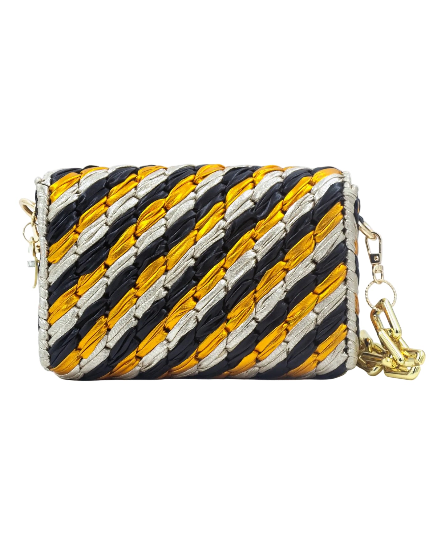 Panthera Bag by Palette by Rishma in black and gold — back view showing construction detail