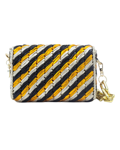 Panthera Bag by Palette by Rishma in black and gold — back view showing construction detail