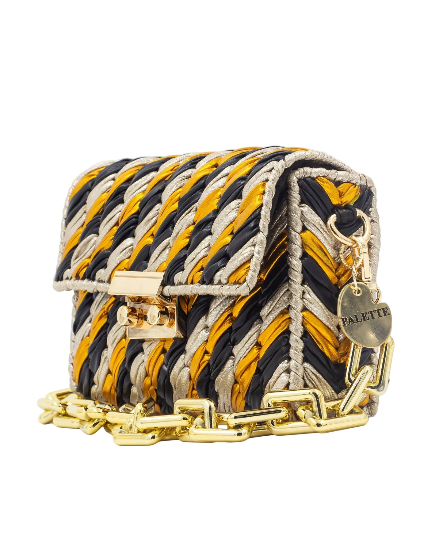 Panthera Bag by Palette by Rishma in black and gold — side profile