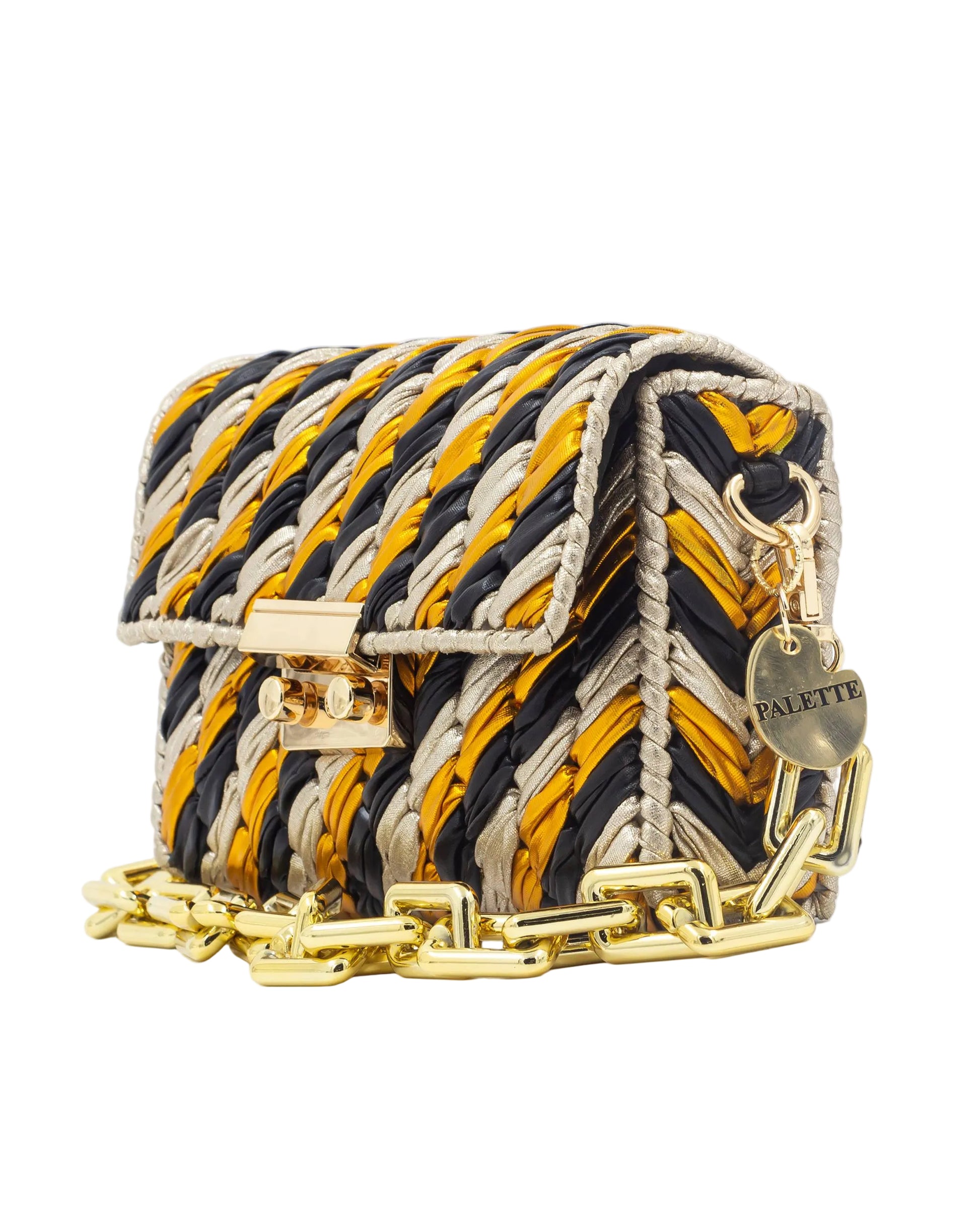 Panthera Bag by Palette by Rishma in black and gold — side profile