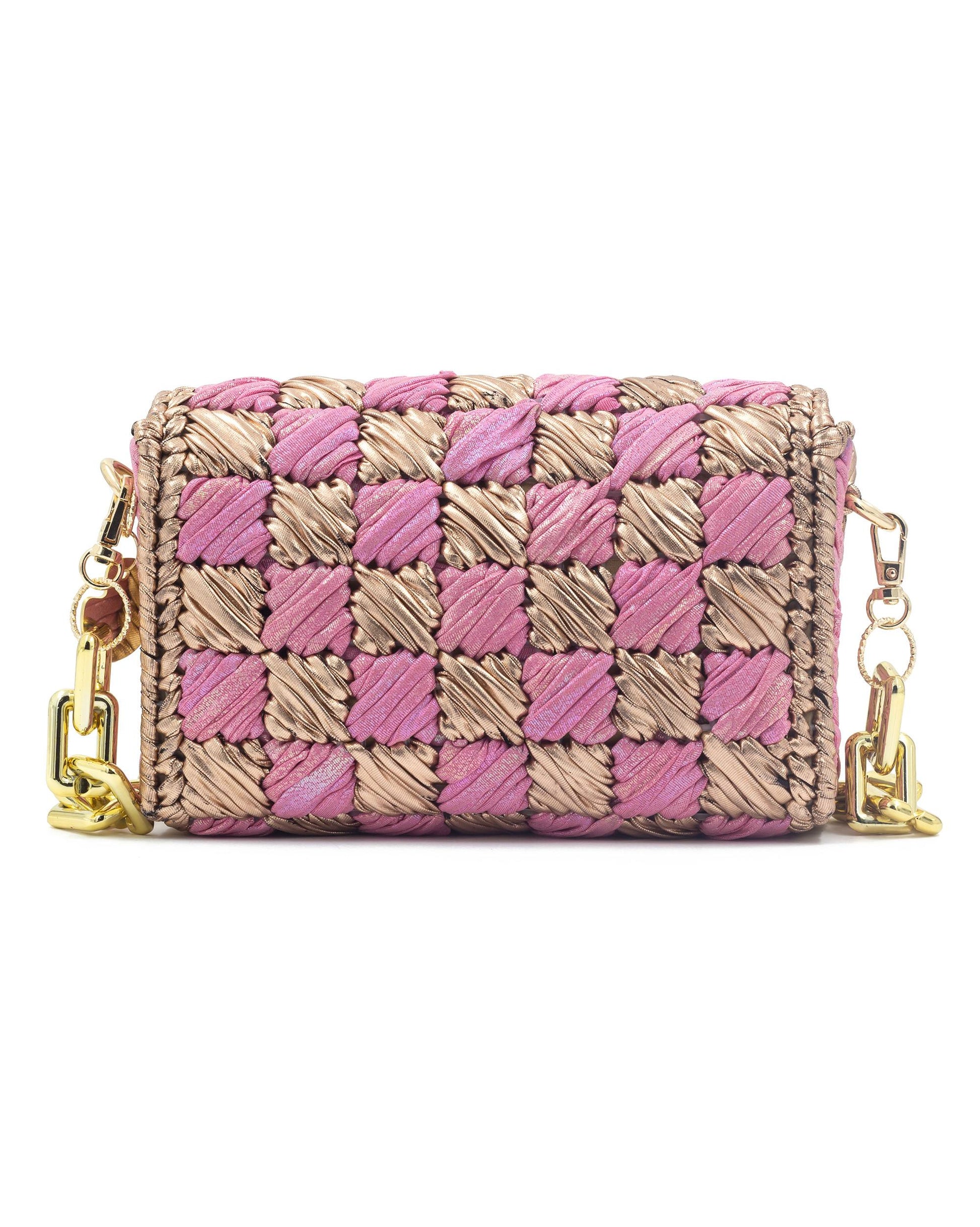 Rosé Bag by Palette by Rishma in soft pink and champagne — back view showing construction detail
