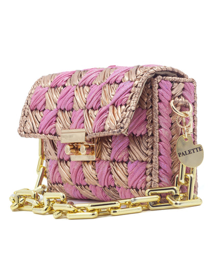 Rosé Bag by Palette by Rishma in soft pink and champagne — side profile
