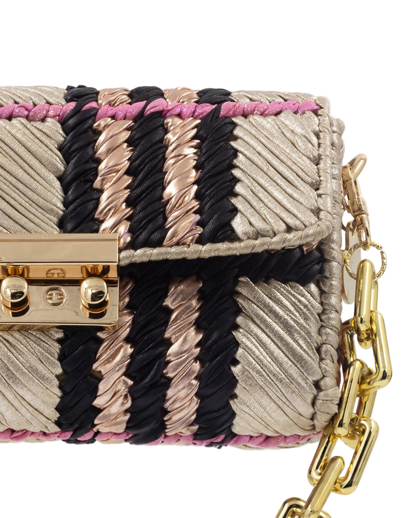 Close-up of woven metallic yarn texture on Palette by Rishma Vesper Bag