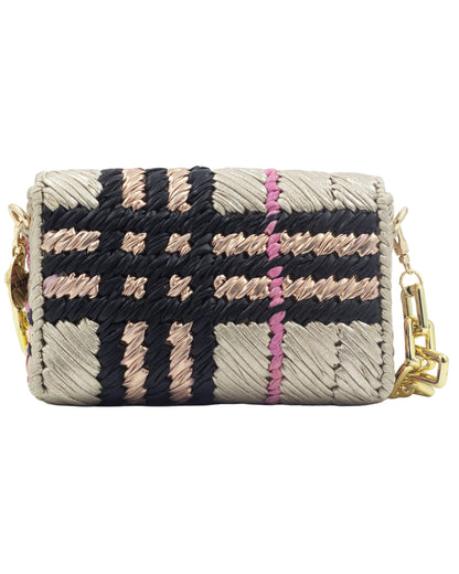 Vesper Bag by Palette by Rishma in champagne, black, pink and rose gold — back view showing construction detail