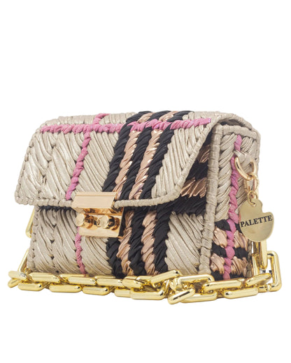 Vesper Bag by Palette by Rishma in champagne, black, pink and rose gold — side profile