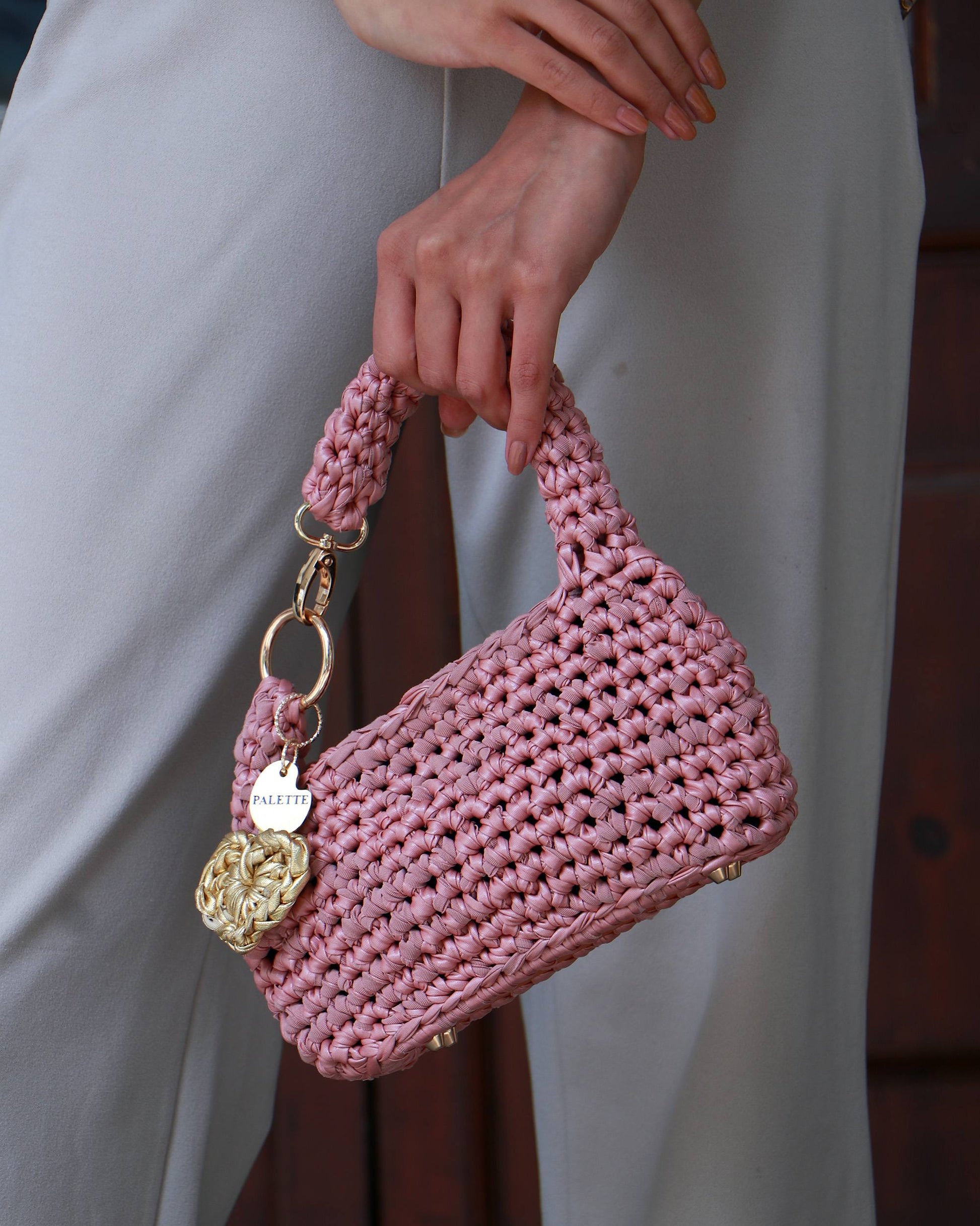 Palette by Rishma Blush Bag styled — rose blush terra bag being worn