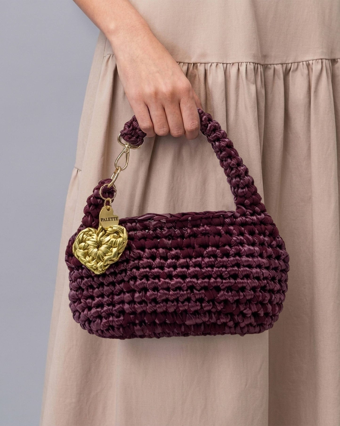 Palette by Rishma Mulberry Bag styled — deep mulberry maroon terra bag being worn