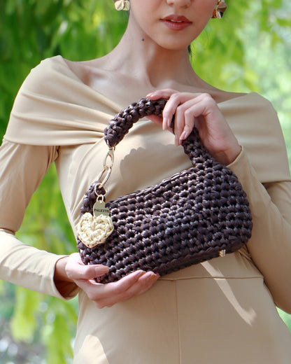 Palette by Rishma Umber Bag styled — warm umber brown terra bag being worn